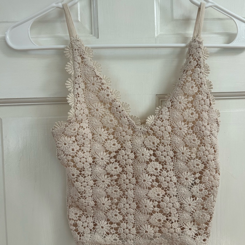 H&M Tan Cropped Embellished Camisole